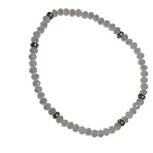 Elegant Moonstone Silver Beaded Stretch Bracelet Boho Natural Fashion Jewelry